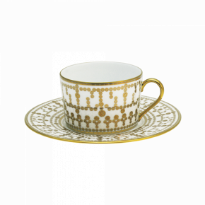 Tiara White/Gold Set Of 4 Teacups And Saucers (Special Order)