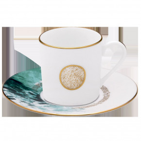 Ocean Blue/Gold Coffee Cup & Saucer 12.8 Cm 7.5 Cl