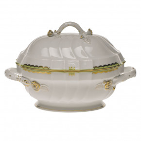 Princess Victoria Green Tureen With Branch 2 Qt 9.5 in H