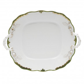 Princess Victoria Dark Green Square Cake Plate With Handles 9.5 in Sq