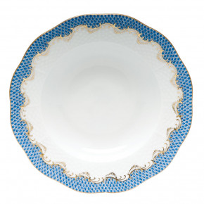 Fish Scale Blue Rim Soup Plate 8 in D