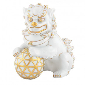 Foo Dog Looking Left Gold 7.5 in L X 4 in W X 7 in H