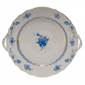 Chinese Bouquet Blue Chop Plate With Handles 12 in D