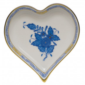 Chinese Bouquet Blue Small Heart Tray 4 in L X 4 in W