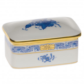 Chinese Bouquet Blue Rectangular Box 3 in L X 2 in W