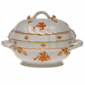 Chinese Bouquet Rust Tureen With Branch 2 Qt 9.5 in H