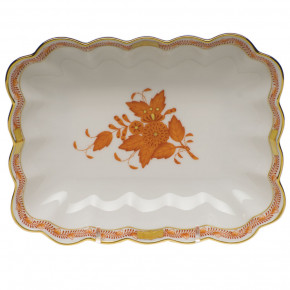Chinese Bouquet Rust Oblong Dish 7.25 in L X 5.5 in W