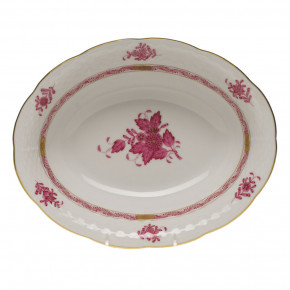 Chinese Bouquet Raspberry Oval Vegetable Dish 10 in L X 8 in W