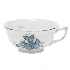 Chinese Bouquet Turquoise & Platinum Tea Cup 8 Oz