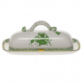 Chinese Bouquet Green Butter Dish With Branch 8.5 in L