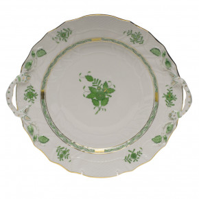 Chinese Bouquet Green Chop Plate With Handles 12 in D