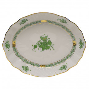 Chinese Bouquet Green Oval Dish 8.25 in L X 6.75 in W