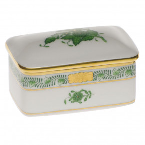 Chinese Bouquet Green Rectangular Box 3 in L X 2 in W