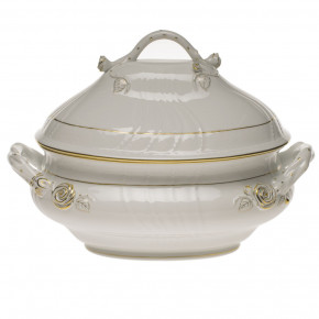 Golden Edge Tureen With Branch Handles 4 Qt 10 in H