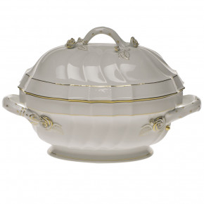 Golden Edge Tureen With Branch 2 Qt 9.5 in H