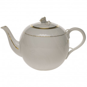 Golden Edge Tea Pot With Rose 60 Oz 6.5 in H