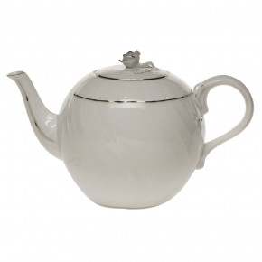 Platinum Edge Tea Pot With Rose 36 Oz 5.5 in H