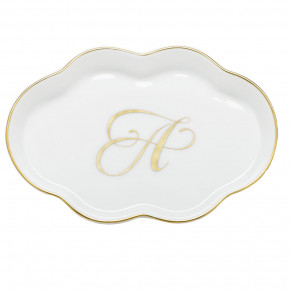 Monogrammed Scalloped Tray Gold 5.5"L