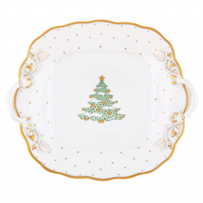 Christmas Tree Square Cake Plate Green 9.5 in Sq