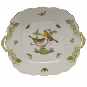 Rothschild Bird Multicolor Square Cake Plate With Handles 9.5 in Sq