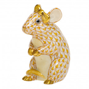 Mouse With Bow Butterscotch 2 in L X 1.5 in W X 2.5 in H