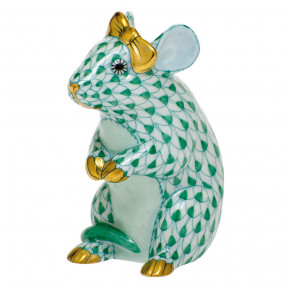 Mouse With Bow Green 2 in L X 1.5 in W X 2.5 in H