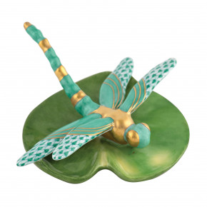 Dragonfly On Lily Pad Green 3.5 in D X 1.5 in H