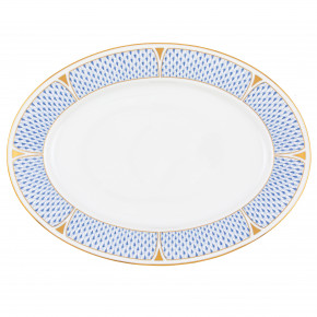 Art Deco Blue Oval Platter 15 in L X 11 in W