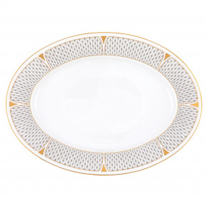 Art Deco Gray Oval Platter 15 in L X 11 in W