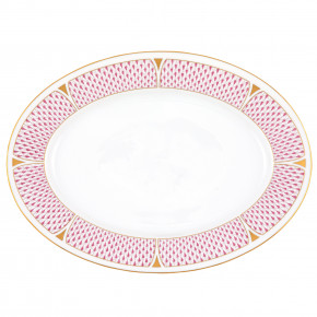 Art Deco Raspberry Oval Platter 15 in L X 11 in W