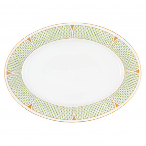 Art Deco Green Oval Platter 15 in L X 11 in W