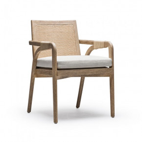 Delray Arm Chair White Ceruse/Flax Weave