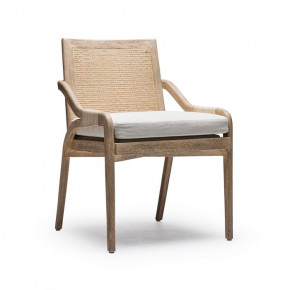 Delray Side Chair White Ceruse/Flax Weave