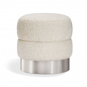 Charlize Stool, Faux Shearling/ Nickel