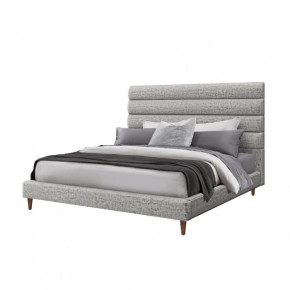 Channel Upholstered Bed Heathered Chenille/Feather