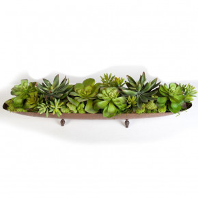 Succulents in Copper Boat 27" x 7"