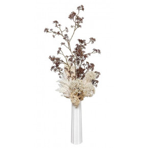 Tall Fluted Vase With Brown/ Beige Skimmia