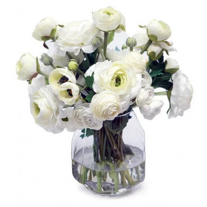 Denali Vase With White Ranunculus