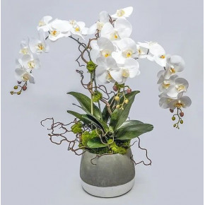 Ash Pot With Triple Orchids
