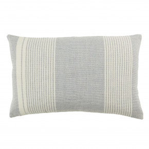  Living Carinda Indoor/ Outdoor Gray/ Ivory Striped Poly Fill Lumbar Pillow 13x21