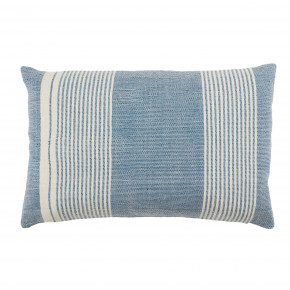  Living Carinda Indoor/ Outdoor Blue/ Ivory Striped Poly Fill Lumbar Pillow 13x21