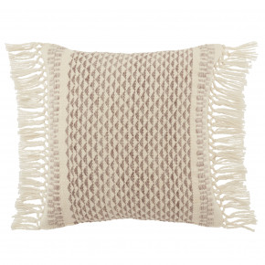 Vibe by  Living Haskell Indoor/ Outdoor Taupe/ Ivory Geometric Poly Fill Pillow 18 inch