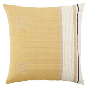 Vibe by  Living Parvati Yellow/ Light Taupe Tribal Down Pillow 22 inch