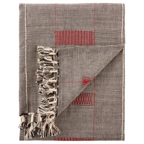  Living Hebron Hand-Loomed Tribal Black/ Red Throw