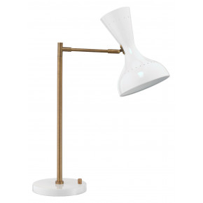 Pisa Swing Arm Table Lamp White Lacquer & Antique Brass