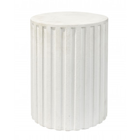 Flutted Cement Side Table, White