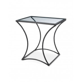 Kai Side Table In Black Hand Forged Iron W/ Clear Tempered Glass Top