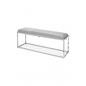 Shelby Bench In Dove Leather & Nickel Metal