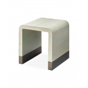 Waterfall Side Table In Dove Grey Leather & Antique Pewter Metal