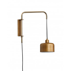 Jeno Swing Arm Wall Sconce, Small In Satin Brass, Polished Brass